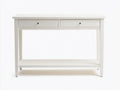 Console in legno verniciato 110×34×80 cm - bianco/argento - 2 cassetti con ripiano aperto per Camera Da Letto
