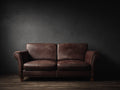 Divano compatto a 2 posti in pelle marrone moka 176×90×86 cm - braccioli curvi per soggiorno
