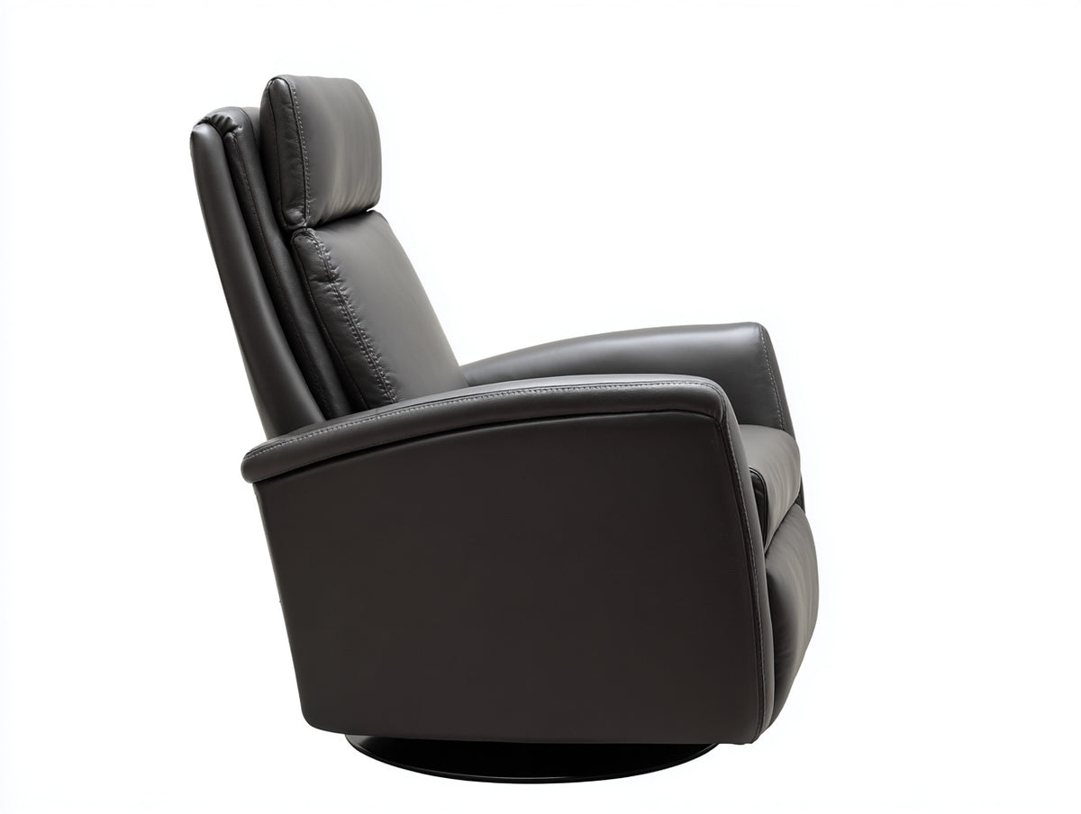 Poltrona relax elettrica 82×94×110 cm - pelle nera - schienale motorizzato e base girevole per soggiorno