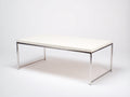 Tavolino Da Caffè rettangolare 110×60×45 cm - bianco/argento - acciaio cromato con telaio aperto per Soggiorno