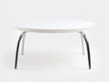 Tavolino Da Caffè 90×90×45 cm - bianco e cromato - rotondo con gambe arcuate