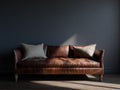 Divano 3 posti 220×92×84 cm - pelle marrone anticato - borchie e gambe tornite per soggiorno