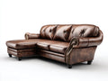 Divano angolare a 3 posti in pelle 260×175×95 cm - marrone cuoio - penisola e stile tradizionale per Soggiorno
