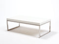 Tavolino Da Caffè basso 100×55×38 cm - piano bianco e telaio argento - stile minimal per Soggiorno