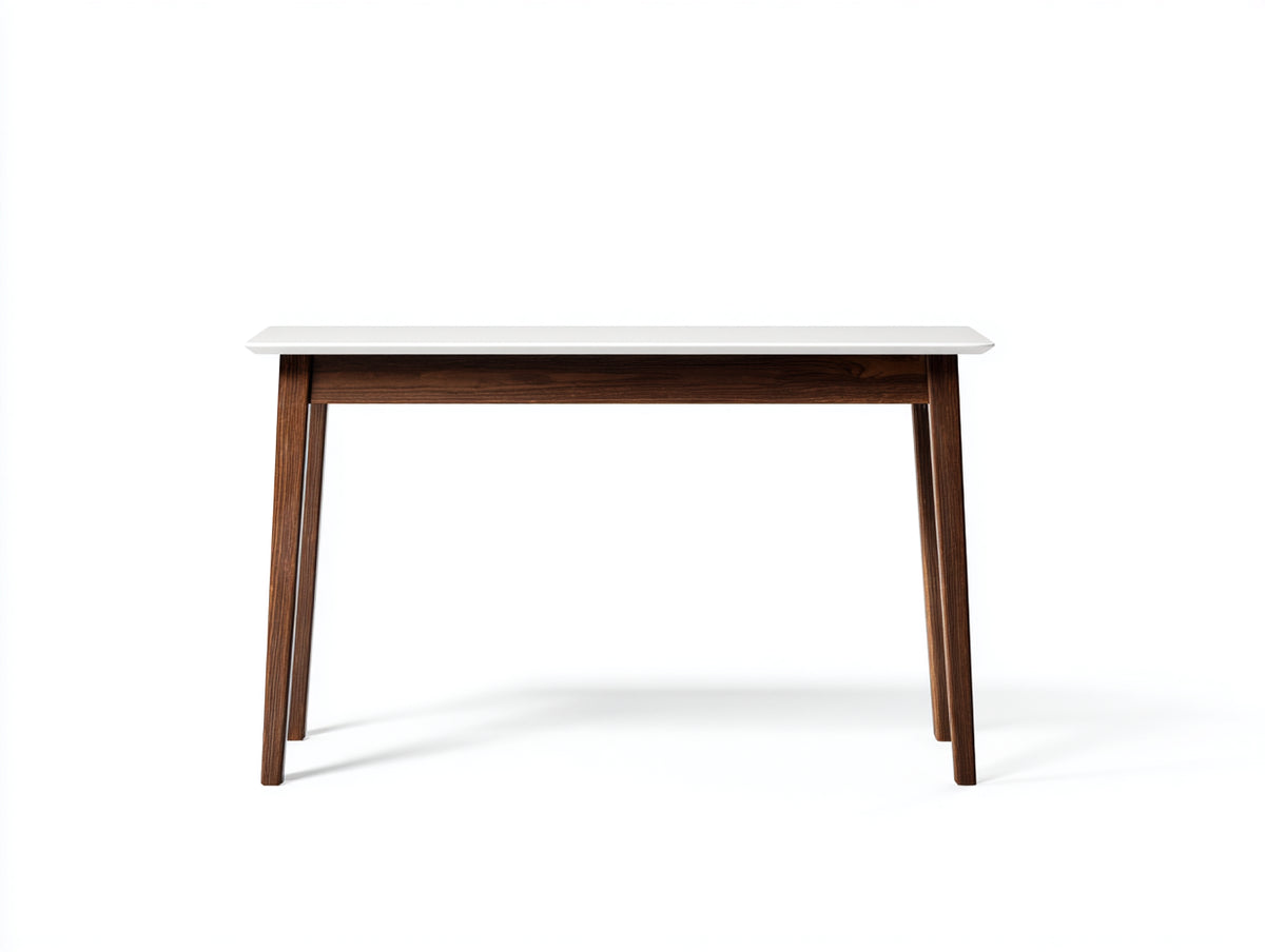 Console in legno massello 110×35×78 cm - marrone noce/bianco - piano sottile e gambe inclinate per Camera Da Letto