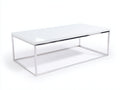 Tavolino Da Caffè 110×60×40 cm - bianco e cromato - piano rettangolare stile moderno